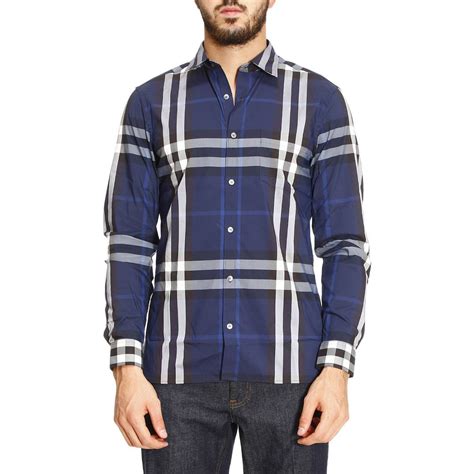 burberry men navy buttondown shirt|Burberry flannel shirt men's.